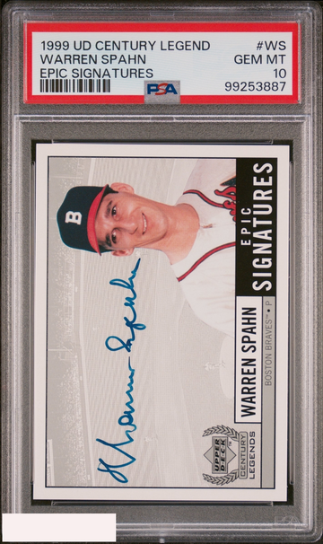 1999 UPPER DECK CENTURY LEGENDS EPIC SIGNATURES WARREN SPAHN #WS PSA 10 GEM MT