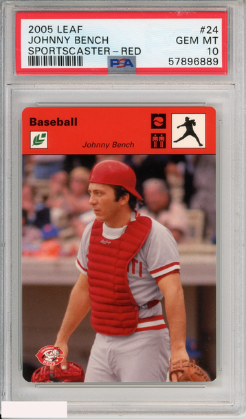 2005 LEAF JOHNNY BENCH 24 SPORTSCASTER-RED REDS HOF 32 OF 45 PSA 10 GEM MT POP 2