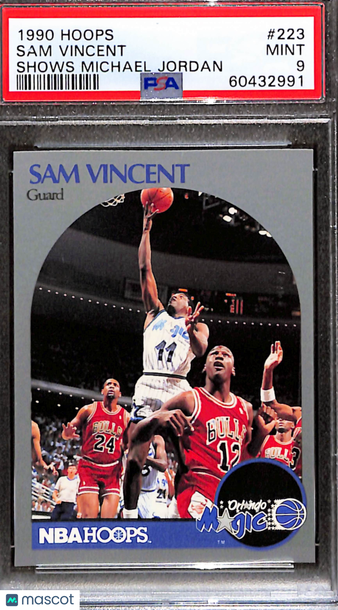 1990 Hoops Sam Vincent #223 Shows Michael Jordan PSA 9