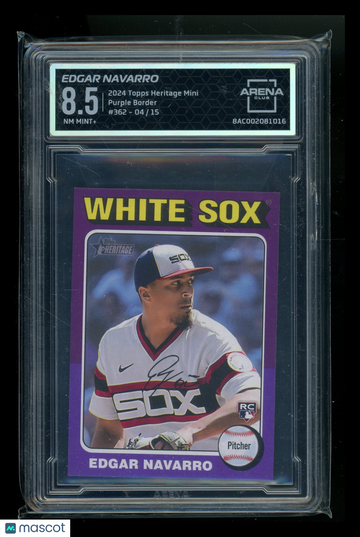 2024 Topps Heritage Mini Purple Border Edgar Navarro #362 /15 RC Arena Club 8.5