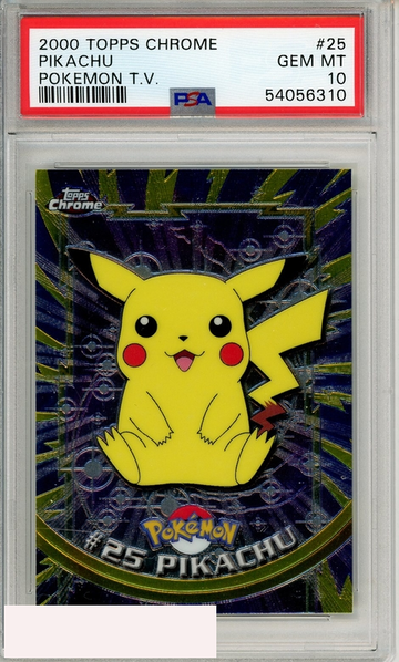2000 TOPPS CHROME POKEMON T V  PIKACHU #25 POKEMON T V  PSA 10 GEM MT