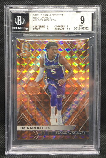 2017-18 Panini Spectra De’Aaron Fox Neon Orange rookie /5 BGS 9