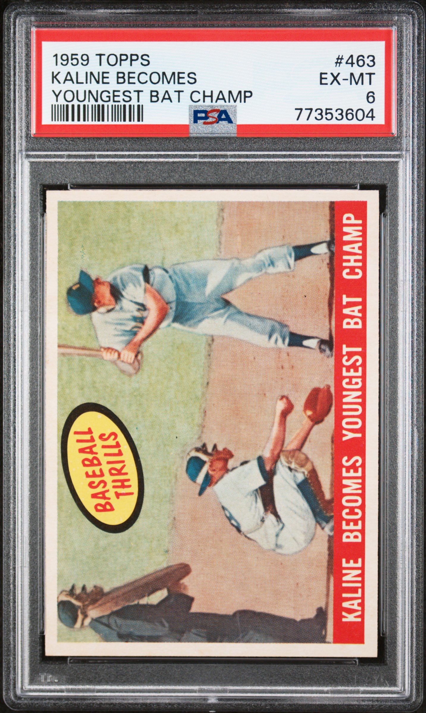 1959 Topps #463 AL Kaline Becomes Youngest Bat Champ PSA 6 NEW LABEL VINTAGE