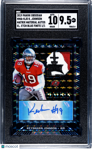 2019 Panini Obsidian Keyshawn Johnson #MMA-KJO Matrix Mat. Autos Electric Etch Blue Finite SGC 9.5 Auto 10