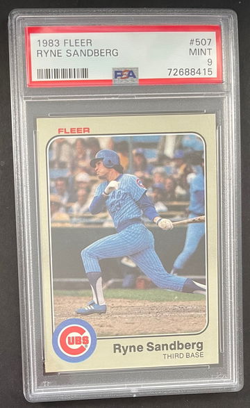 1983 Ryne Sandberg Fleer Rookie Card #507, PSA 9
