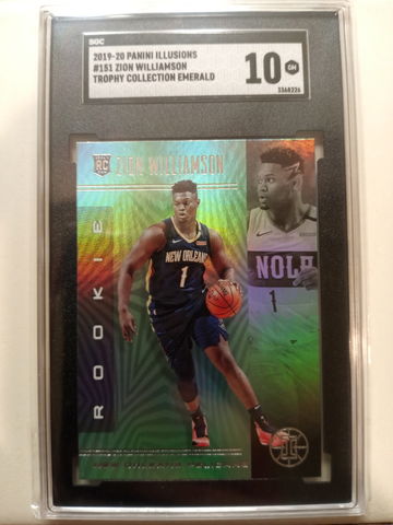 2019-20 Illusions Zion Williamson Trophy Collection Emerald RC SGC 10
