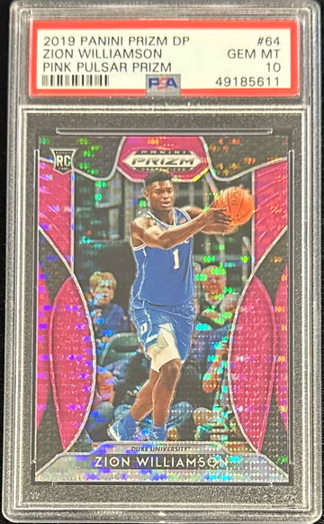 2019 PANINI PRIZM DP ZION WILLIAMSON ROOKIE PINK PULSAR PRIZM PSA 10