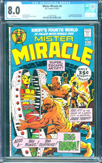 Mister Miracle #4 (1971) CGC 8.0 -- White; 1st Big Barda; Mark Gruenwald letter