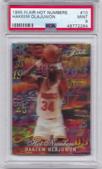 1995 Hakeem Olajuwon Flair Hot Numbers PSA 9