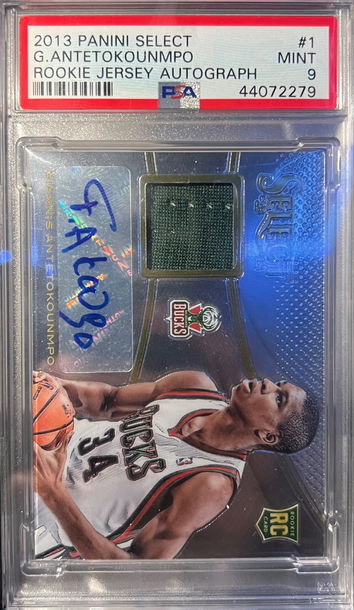 GIANNIS ANTETOKOUNMPO ROOKIE JERSEY PATCH AUTO RPA SP 2013-14 SELECT PSA 9