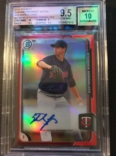 Stephen Gonsalves Bowman Chrome RED Prospect RC Auto #ed/5 