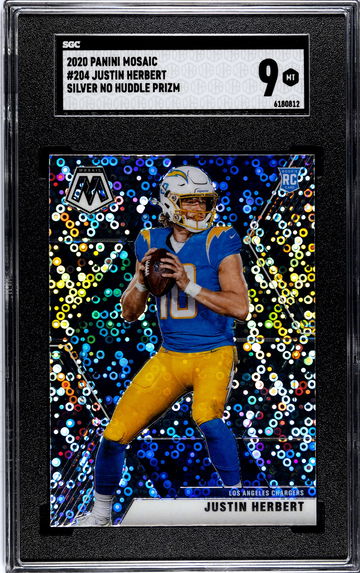 2020 Panini Mosaic Justin Herbert No Huddle Silver SGC 9