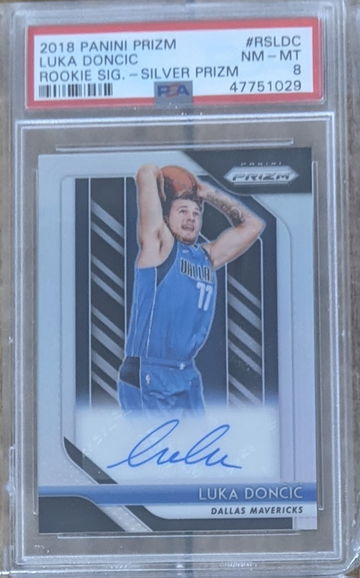 2018 Panini Prizm Luka Doncic Signatures Auto Autograph Silver Prizms #RSLDC LDC PSA 8 RC Rookie Dallas Mavericks