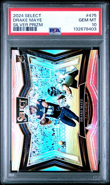 2024 Panini Select Prizm Silver Drake Maye #475 PSA 10