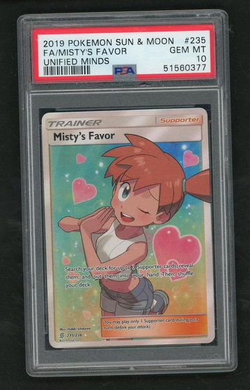 2019 Nintendo Sun & Moon 235 Misty Unified Minds FA PSA 10 Gem Mint