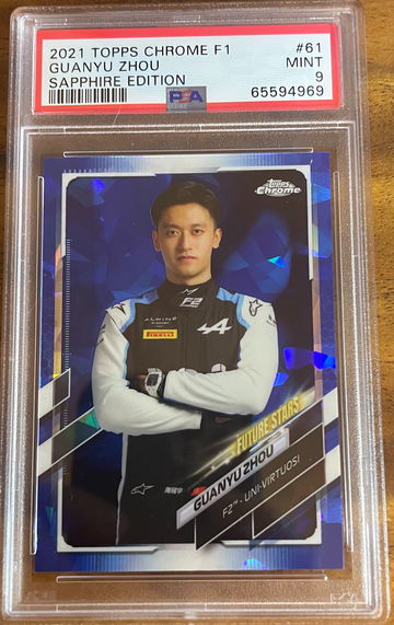 2021 TOPPS CHROME F1 SAPPHIRE GUANYU ZHOU #61 PSA 9 MINT