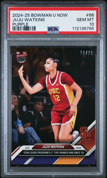 2024-25 BOWMAN U NOW JUJU WATKINS #/25 PURPLE #66 PSA 10