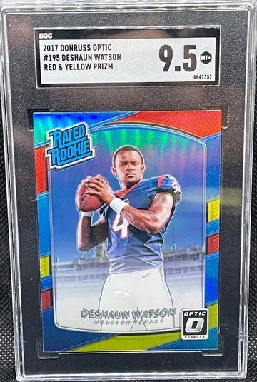 Deshaun Watson Rookie Optic Red and Yellow Prizm Graded SGC 9.5