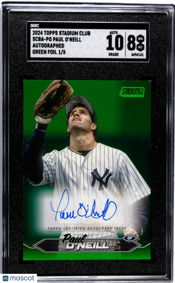 2024 Topps Stadium Club Paul O'neill #SCBA-PO Autograph Green Foil SGC 8 Auto 10