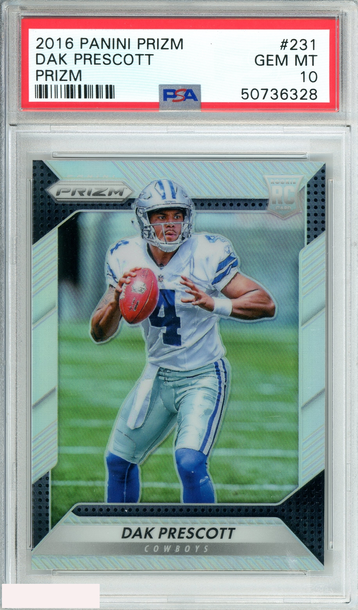 2016 PANINI PRIZM DAK PRESCOTT #231 PRIZM DALLAS COWBOYS ROOKIE RC PSA 10 GEM MT