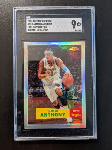 Carmelo Anthony 2007-08 Topps Chrome 57-58 Variation Refractor /999 SGC 9