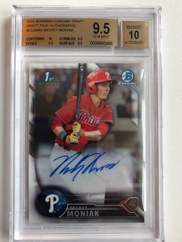 2016 BOWMAN CHROME DRAFT MICKEY MONIAK ROOKIE BASE AUTOGRAPH BGS 9.5 w/10 AUTO