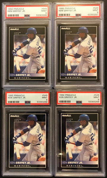 Lot of 4 - 1992 Pinnacle #549 Ken Griffey Jr. PSA 9 (All Four)