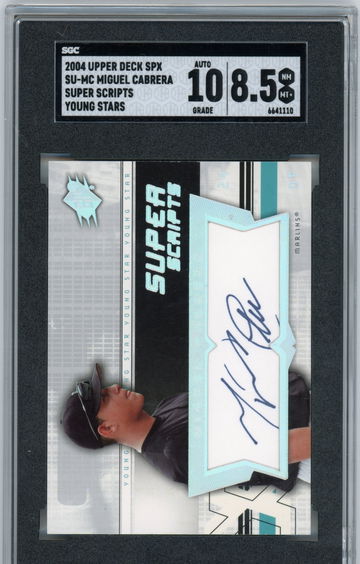 2004 Miguel Cabrera Upper Deck SPX Jersey Swatch Auto SU-MC SGC 10 / 8.5
