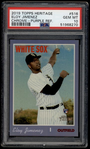 2019 Topps Heritage Eloy Jimenez Chrome Purple Refractor #516 RC PSA 10