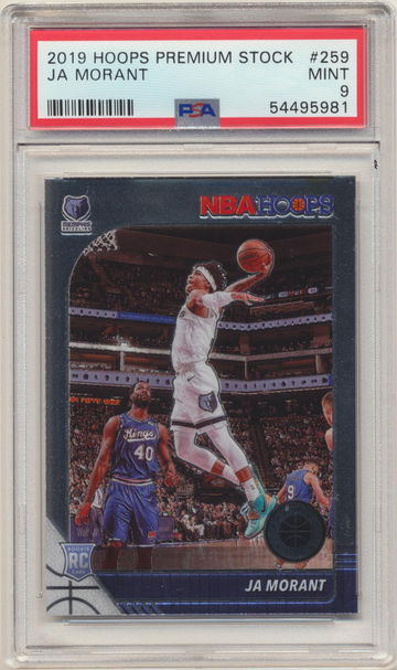 PSA 9 MINT! JA MORANT 2019 PANINI NBA HOOPS PREMIUM STOCK BASE ROOKIE CARD #259
