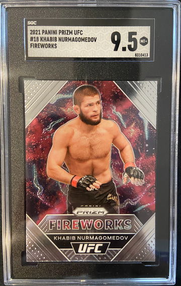 2021 Panini Prizm UFC Khabib Nurmagomedov Fireworks SGC 9.5 Mint + Plus No. 18