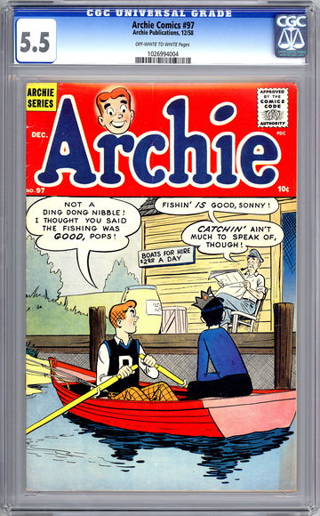 ARCHIE COMICS #97 CGC 5.5 CLASSIC ARCHIE FEATURING JUGHEAD BETTY & VERONICA 1958