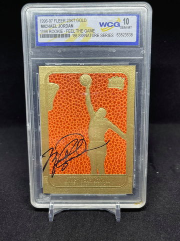 1996-97 Fleer 23KT Gold Michael Jordan Feel The Game 1986 Rookie Facsimile Auto WCG Gem Mint 10 
