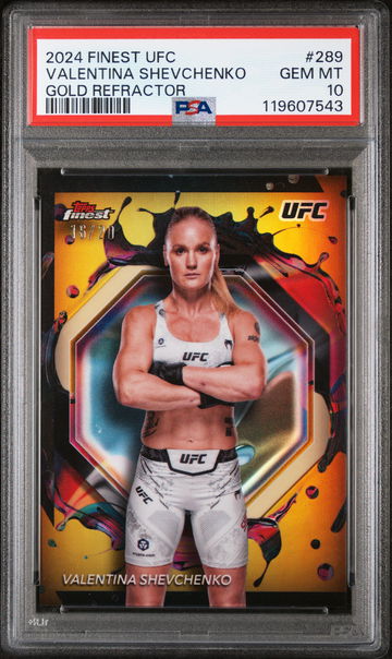 2024 Topps Finest UFC Gold Refractor Valentina Shevchenko #289 /20 PSA 10