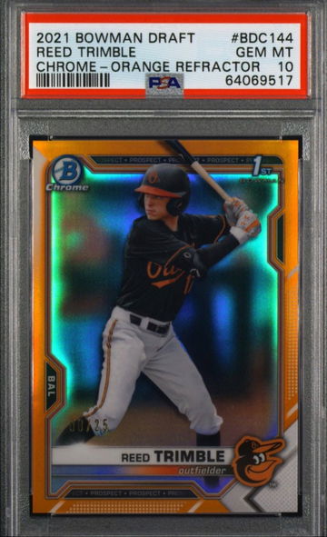 2021 Bowman Draft Chrome Reed Trimble 1st Prospect ORANGE REFRACTOR #/25 Color Match PSA 10 GEM MINT