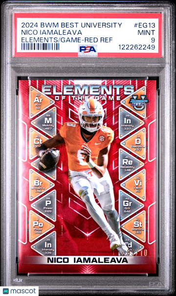 2024 Bowman Best University Elements Of The Game Nico Iamaleava #EG13 Red Ref /10 PSA 9