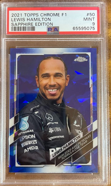 2021 TOPPS CHROME F1 SAPPHIRE LEWIS HAMILTON #50 PSA 9 MINT
