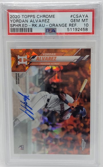 2020 Topps Chrome #CSAYA Yordan Alvarez Sapphire Edition Rookie Auto Orange Refractor PSA 10