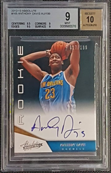 2012-13 Absolute Auto Anthony Davis Rookie#165 Serial #'d/199 BGS 9/Auto 10