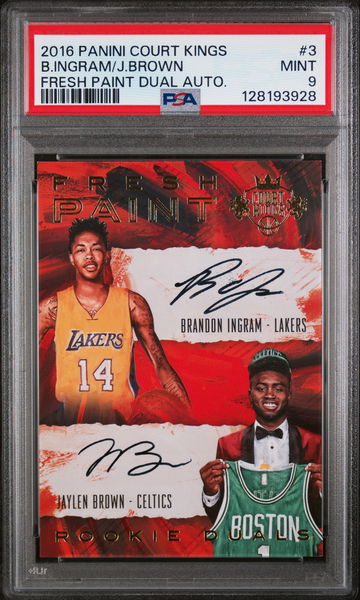 2016 Panini Court Kings Fresh Paint Dual Autographs Brandon Ingram/Jaylen Brown #3 /50 PSA 9