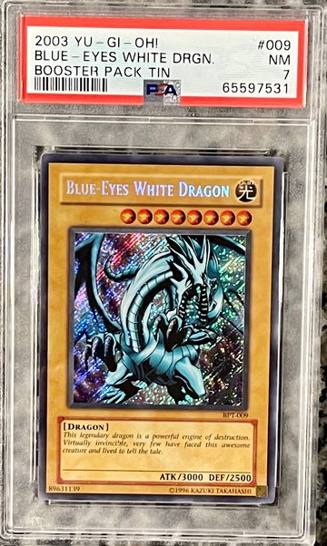 Yu-Gi-Oh! 2003 Blue-Eyes White Dragon Booster Tin - PSA 7 NM - BPT-009