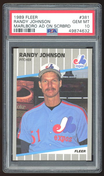 1989 Fleer Randy Johnson Marlboro Ad on Scoreboard PSA 10