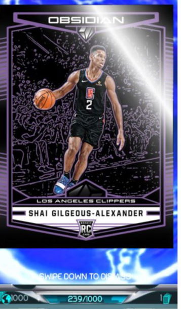2018 Obsidian Panini Dunk Shai Gilgeous-Alexander Purple RC /1000