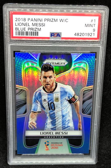 Lionel Messi 2018 Prizm Blue PSA 9 Mint /199