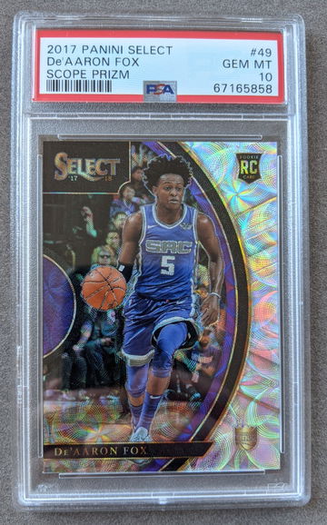 2017-18 Panini Select Concourse Scope PRIZM De’Aaron Fox Rookie RC #49 PSA 10 Kings