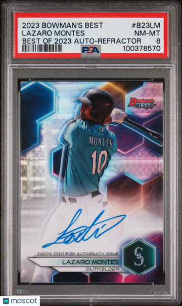 2023 Bowman's Best Best Of 2023 Autographs Lazaro Montes #B23LM Refractor PSA 8
