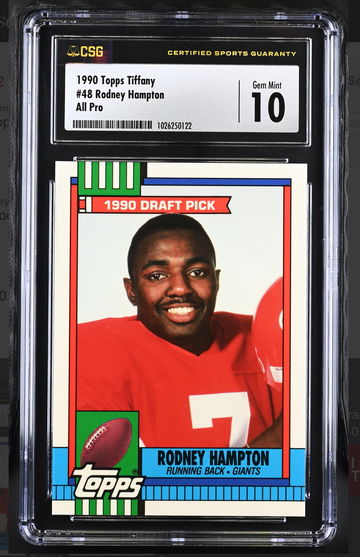 1990 Topps Tiffany RODNEY HAMPTON RC CSG 10 POP 1