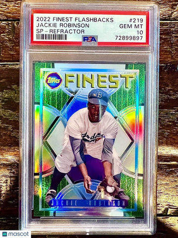2022 Topps Finest Flashbacks Jackie Robinson SP Refractor 50 PR #219 PSA 10