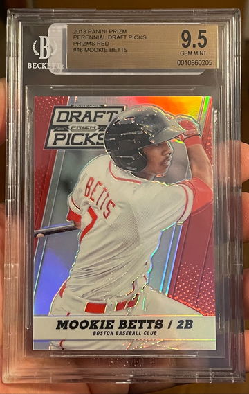 2013 Panini Prizm Draft Picks Mookie Betts Red Prizms BGS 9.5 #71/100