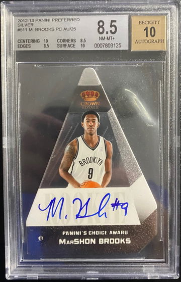 2012 Panini Preferred Silver #511 Marshon Brooks 1/25 BGS 8.5 / Auto 10